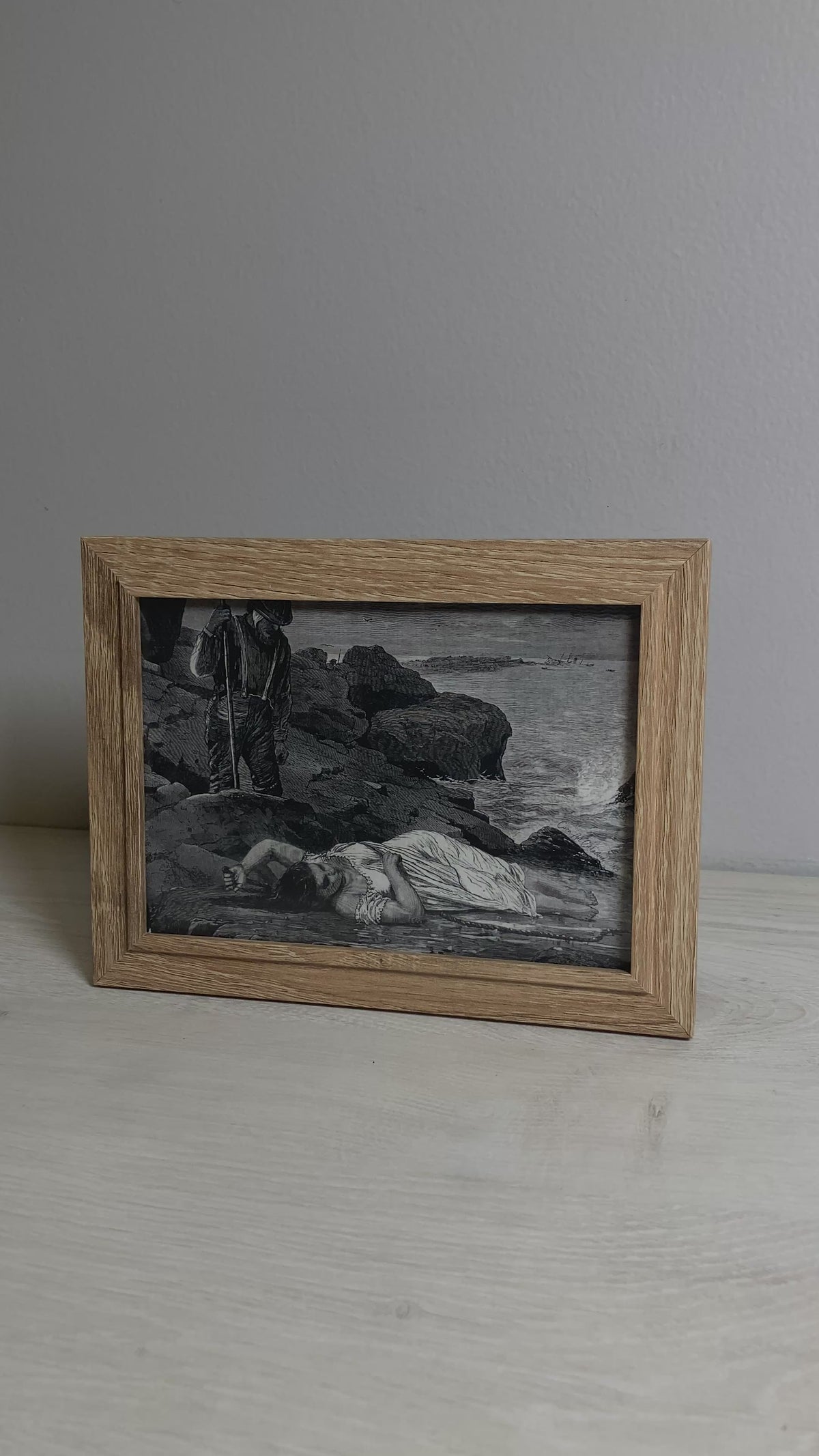 Washed on Shore | Vintage Art #005 | Framed 5x7"